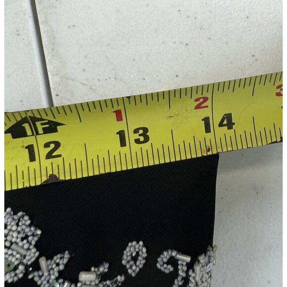 XOXO Dress S Black Mesh Vampy Beaded Y2K Strapless High Low Layers - Picture 8 of 11